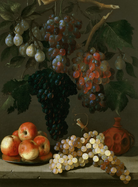 Натюрморт с виноградом, яблоками и сливами