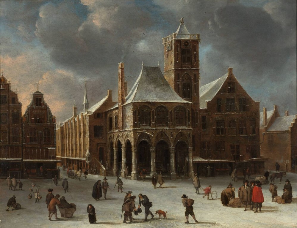 Старая ратуша Амстердама зимой