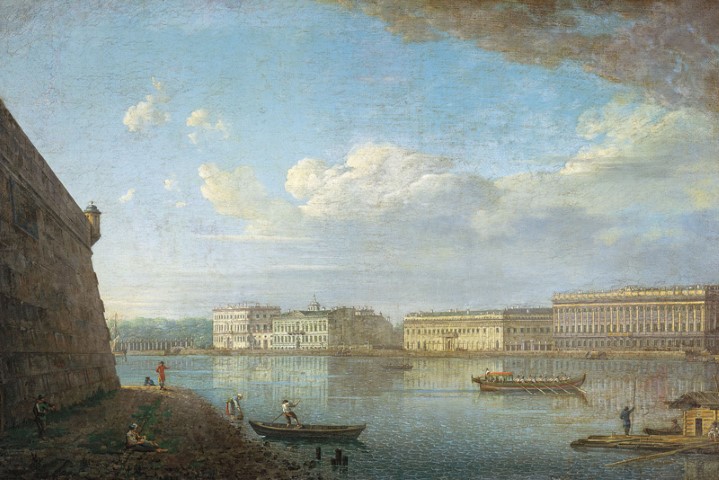 Вид Дворцовой набережной от Петропавловской крепости. 1794