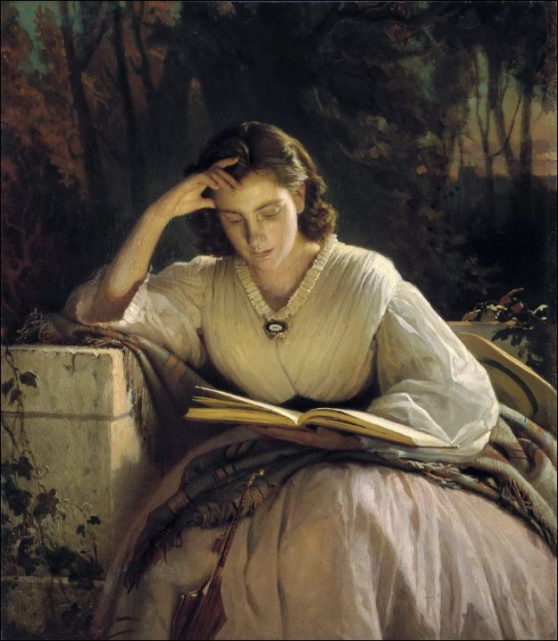 За чтением. Портрет Софьи Николаевны Крамской (1840-1919), жены художника