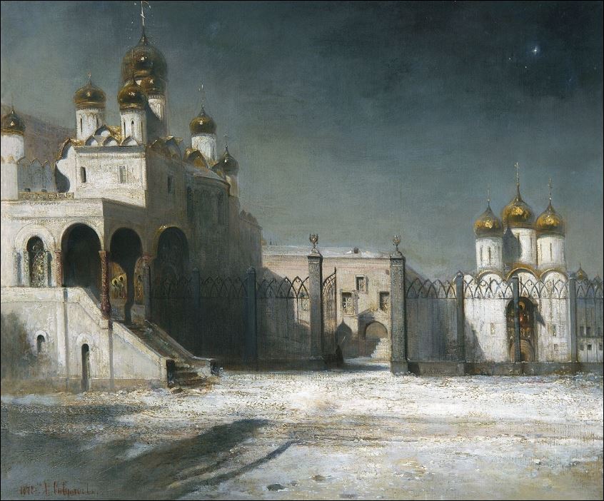 Соборная площадь в Московском Кремле ночью. 1878