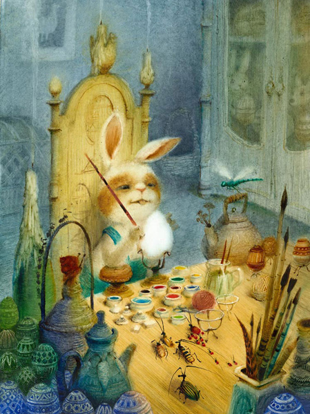 Кролик за рисованием