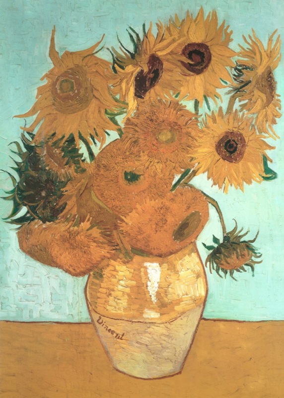 Репродукция картины 'Двенадцать подсолнухов в вазе' Ван Гог Винсент. Купить