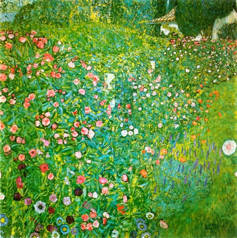 Репродукция картины 'Цветочный сад' Климт Густав. Купить