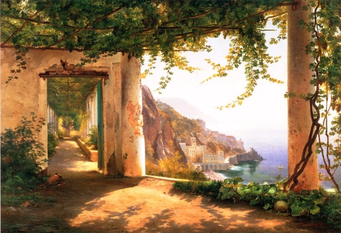 Репродукция картины 'Вид на побережье Амальфи' Аагард Карл Фредерик. Купить