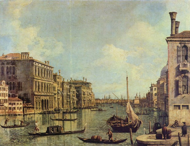 Репродукция картины 'Вид с Большого канала на гавань Сан Марко' Каналетто. Купить