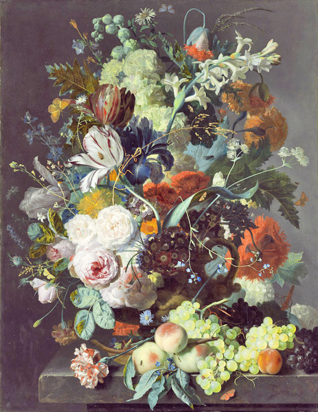 Репродукция картины 'Натюрморт с цветами и фруктами II' Ван Хейсум Ян. Купить