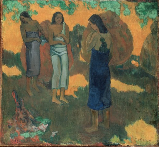 Репродукция картины 'Три таитянки на желтом фон' Гоген Поль. Купить