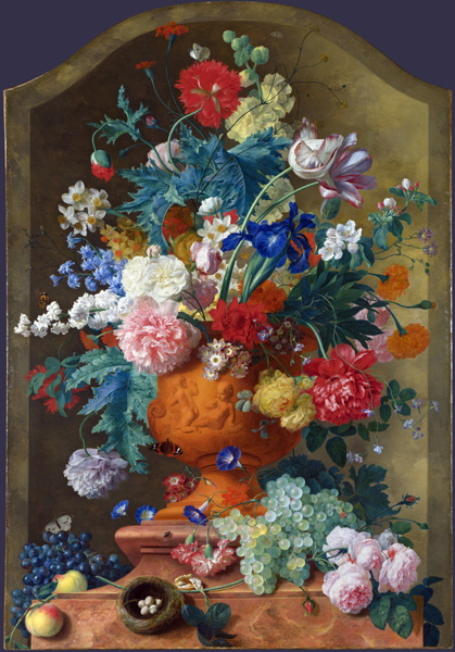 Репродукция картины 'Цветы в терракотовой вазе' Ван Хейсум Ян. Купить