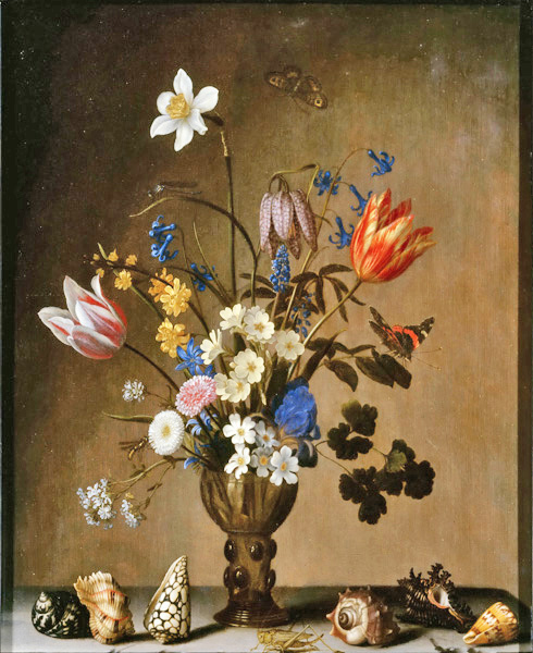 Репродукция картины 'Букет цветов и раковины' Ван Дер Аст Бальтазар. Купить
