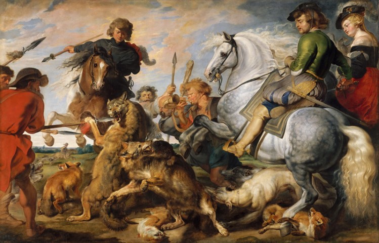Репродукция картины 'Охота на волка и лису' Рубенс Питер Пауль. Купить
