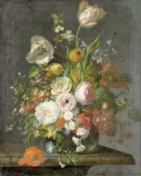 Репродукция картины 'Цветы в стеклянной вазе III' Рюйш Рашель. Купить