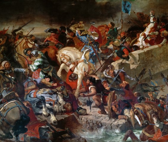 Репродукция картины 'Битва при Тайбуре 21 июля 1242 года' Делакруа Эжен. Купить