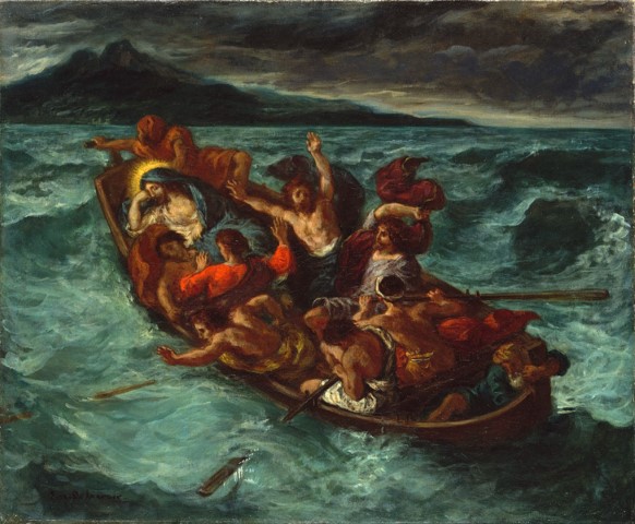 Репродукция картины 'Христос спит во время бури' Делакруа Эжен. Купить