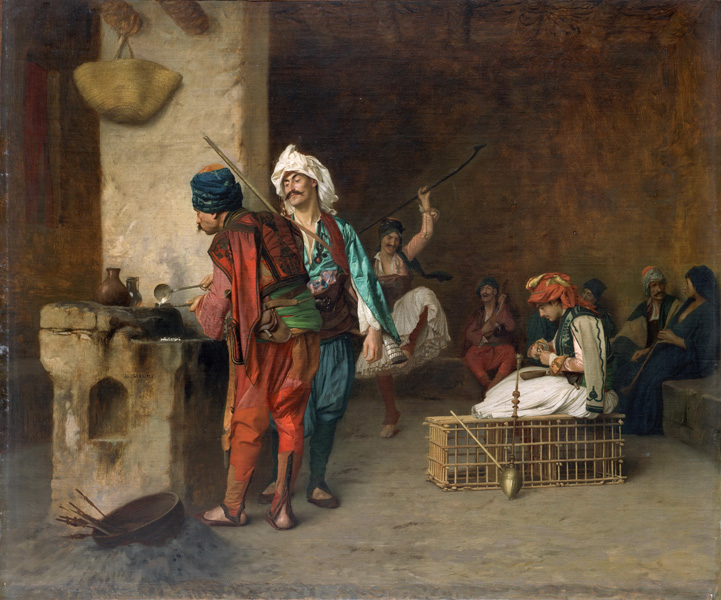 Репродукция картины 'Кафе в Каире' Жером Жан-Леон. Купить