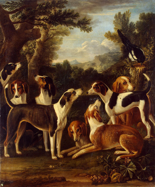 Репродукция картины 'Собаки и сорока' Вуттон Джон. Купить