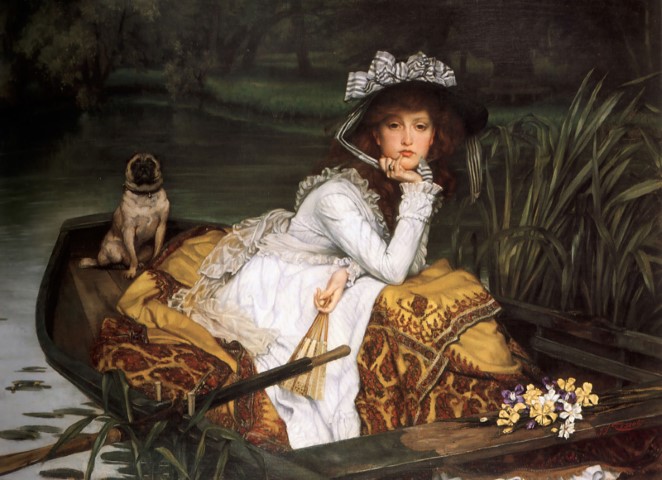 Репродукция картины 'Леди в лодке' Тиссо Жак-Жозеф. Купить