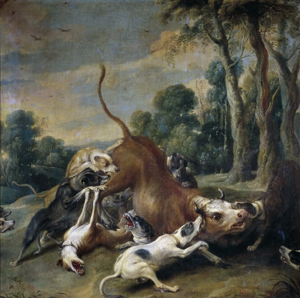 Репродукция картины 'Загнанный бык' Снейдерс Франс. Купить