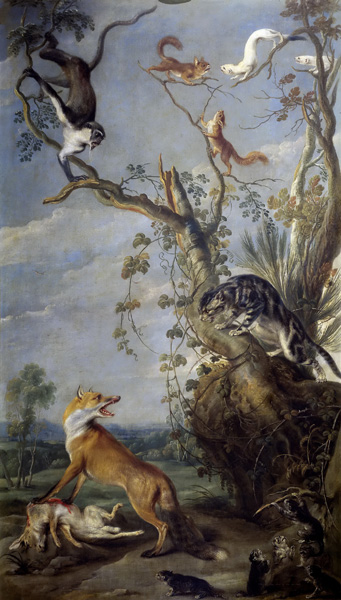 Репродукция картины 'Кот и лиса' Снейдерс Франс. Купить