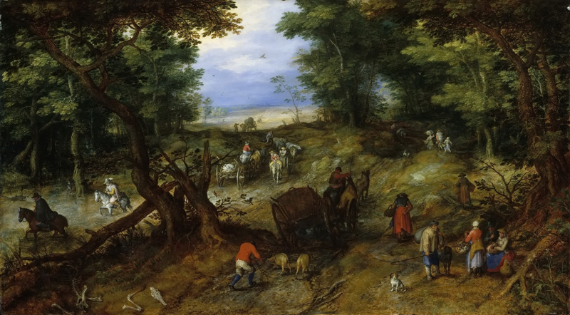 Репродукция картины 'Лесная дорога с путниками' Брейгель Ян (Старший). Купить