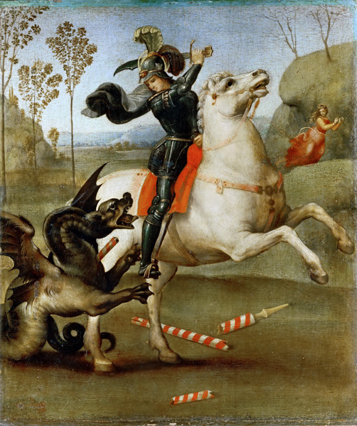 Репродукция картины 'Святой Георгий и дракон II' Рафаэль Санти. Купить