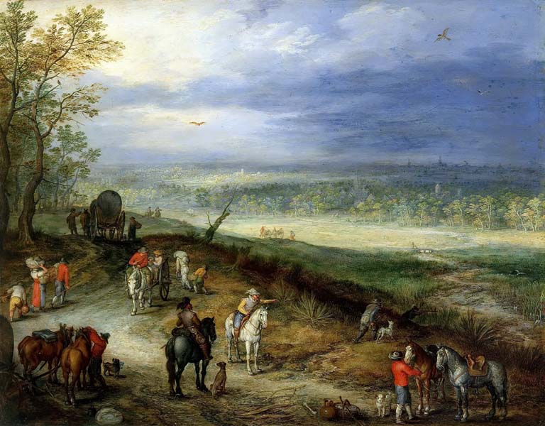 Репродукция картины 'Пейзаж с путниками' Брейгель Ян (Старший). Купить