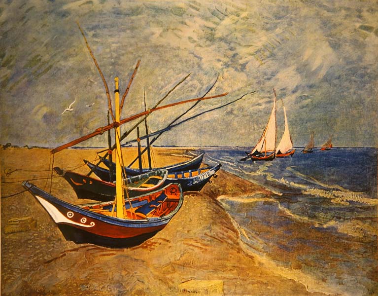 Репродукция картины 'Рыбачьи лодки в Сент-Мари' Ван Гог Винсент. Купить