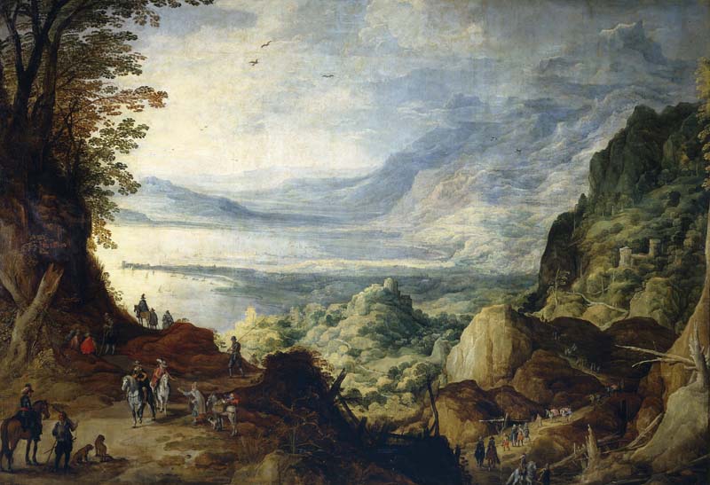 Репродукция картины 'Пейзаж с морем и горами' Де Момпер Иос. Купить