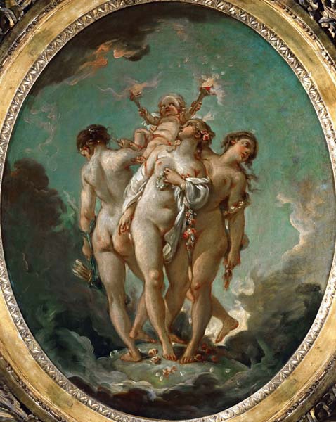 Репродукция картины 'Три грации с Амуром' Буше Франсуа. Купить