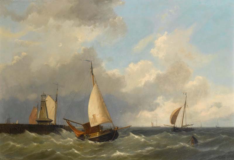 Репродукция картины 'Малые суда под сильным ветром' Куккук Херманус Йоханнес. Купить