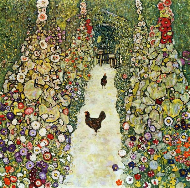 Репродукция картины 'Садовая аллея с курицами' Климт Густав. Купить
