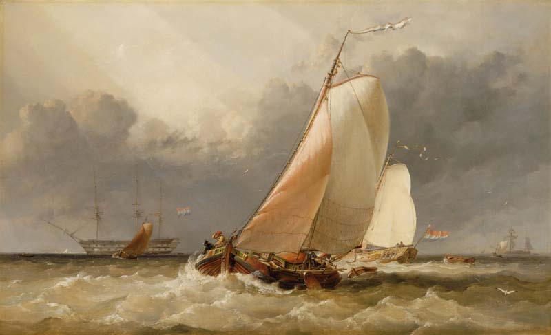 Репродукция картины 'Голландская яхта. 1848г' Кук Эдвард Уильям. Купить
