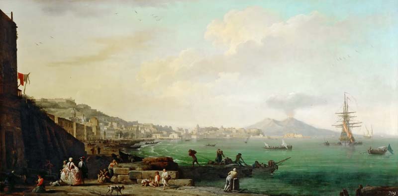 Репродукция картины 'Вид на Неаполь и Везувий' Верне Клод-Жозеф. Купить