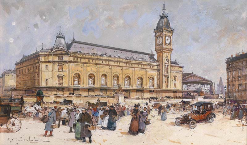Репродукция картины 'Лионский вокзал' Эжен Гальен - Лалу. Купить