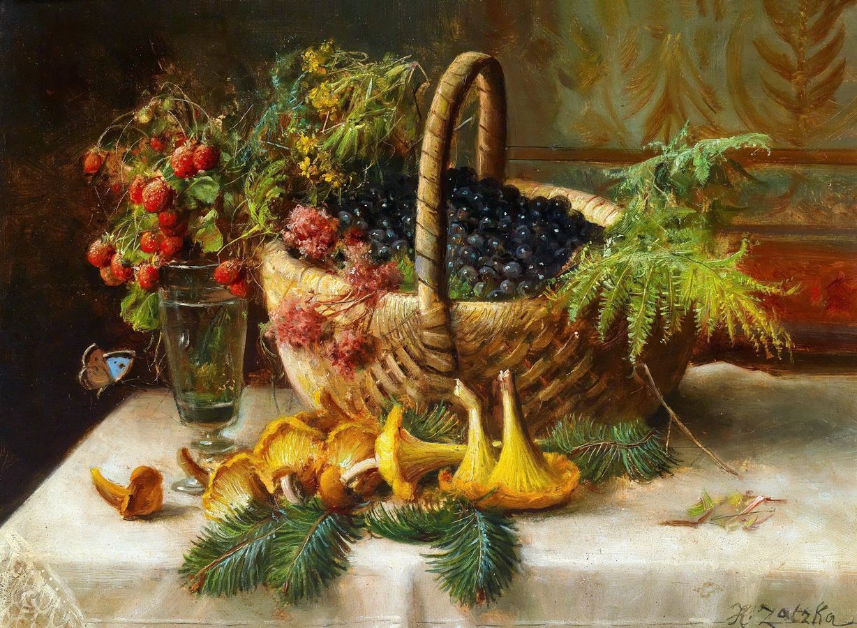 Натюрморт с ягодами и грибами