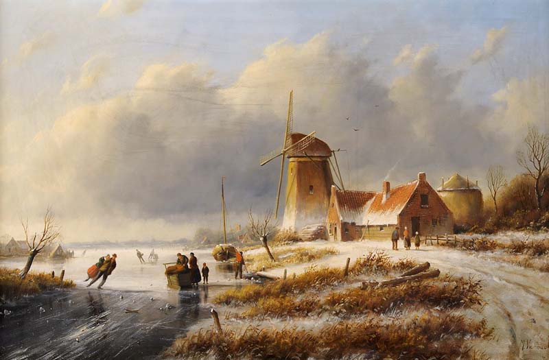 Репродукция картины 'Зимний речной пейзаж V' Вермюлен М.. Купить