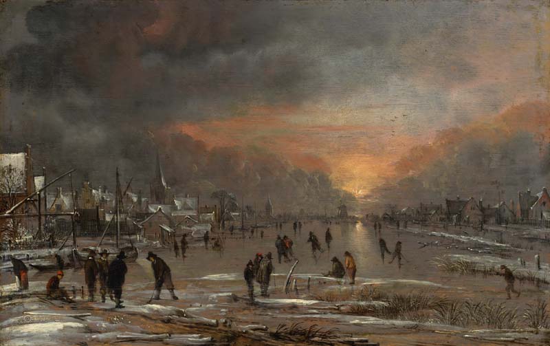 Репродукция картины 'Катание на замёрзшей реке' Ван дер Неер Арт. Купить