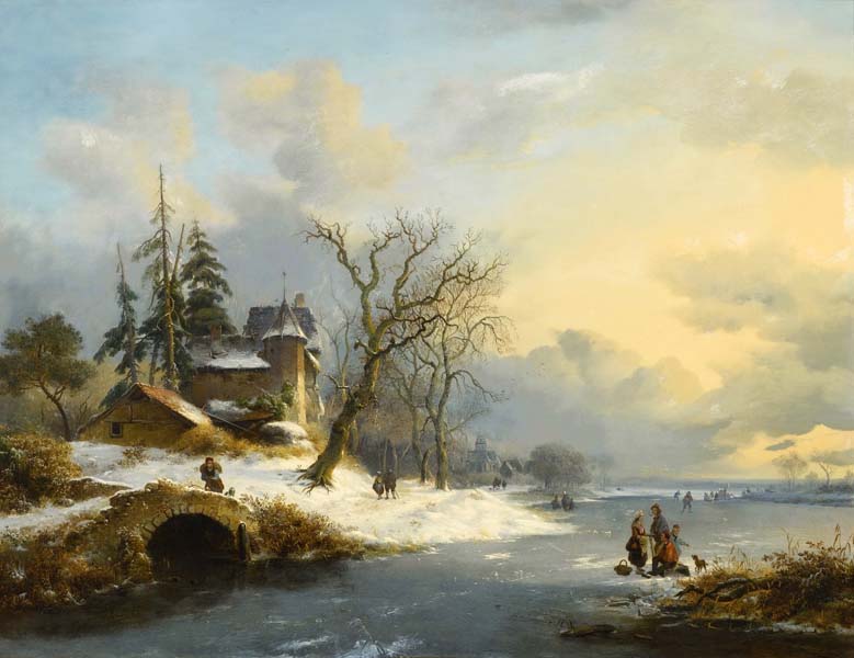 Репродукция картины 'Голландский зимний пейзаж II' Круземан Фредерик Маринус. Купить