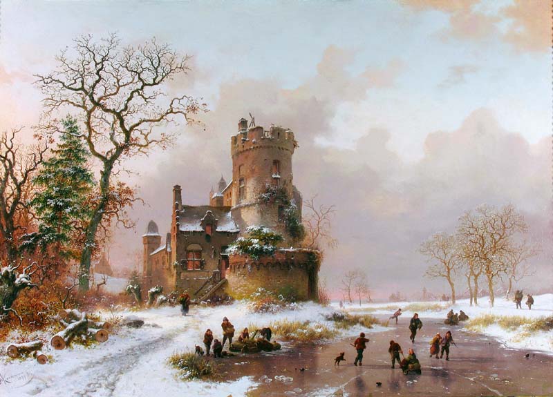 Репродукция картины 'Голландский зимний пейзаж III' Круземан Фредерик Маринус. Купить