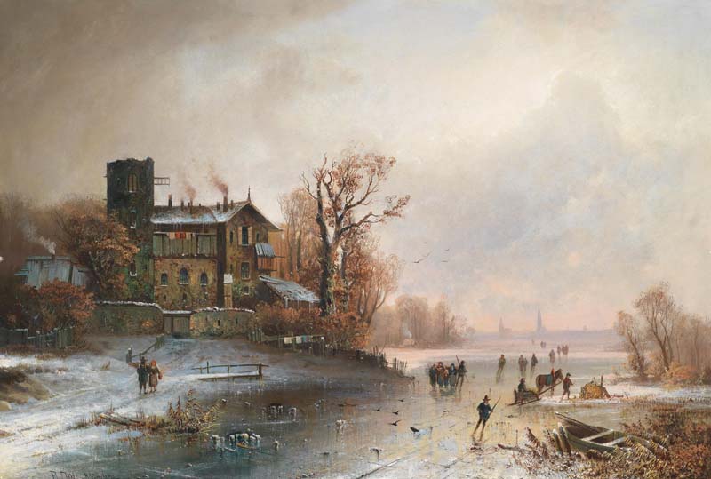 Репродукция картины 'Голландский зимний пейзаж V' Круземан Фредерик Маринус. Купить