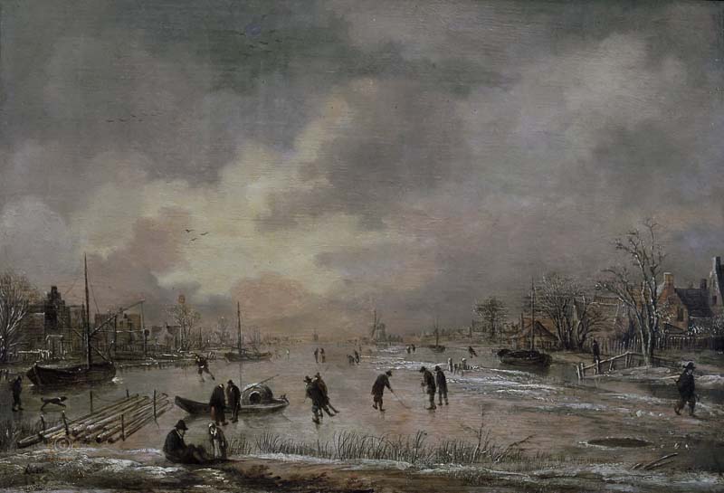 Репродукция картины 'Зимний пейзаж с домами' Ван дер Неер Арт. Купить