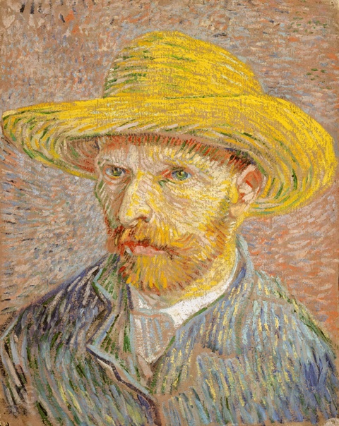 Репродукция картины 'Автопортрет в соломенной шляпе' Ван Гог Винсент. Купить