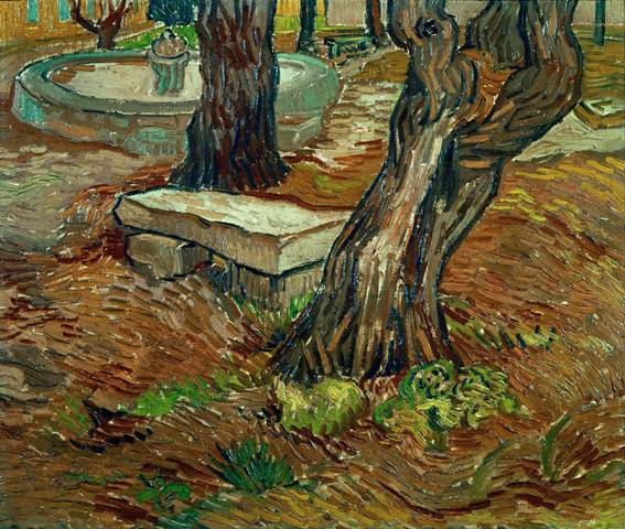 Репродукция картины 'Каменная скамья в саду госпиталя Сен-Поль' Ван Гог Винсент. Купить