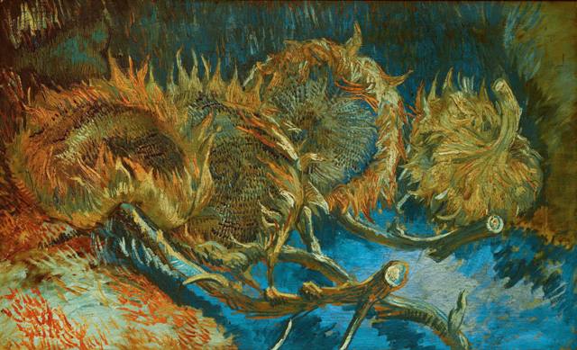 Репродукция картины 'Натюрморт с четырьмя подсолнухами' Ван Гог Винсент. Купить