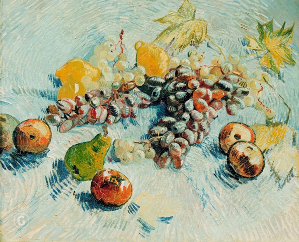 Репродукция картины 'Натюрморт с яблоками, грушами, лимонами и виноградом' Ван Гог Винсент. Купить