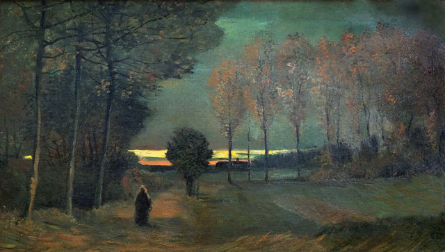 Репродукция картины 'Осенний пейзаж в сумерки' Ван Гог Винсент. Купить