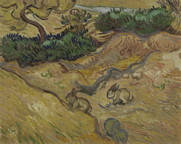 Репродукция картины 'Пейзаж с двумя зайцами' Ван Гог Винсент. Купить