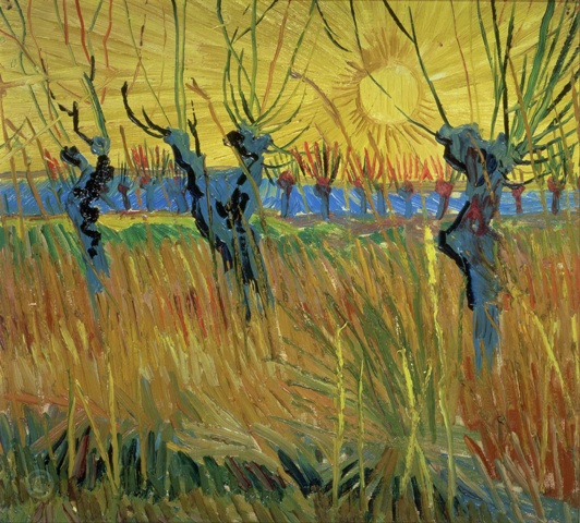 Репродукция картины 'Подстриженные ивы с заходящим солнцем' Ван Гог Винсент. Купить
