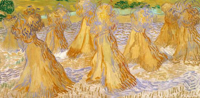 Репродукция картины 'Поле с пшеничными скирдами' Ван Гог Винсент. Купить