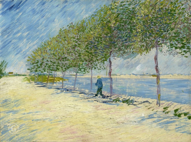 Репродукция картины 'Прогулка вдоль берега Сены близ Аньера' Ван Гог Винсент. Купить